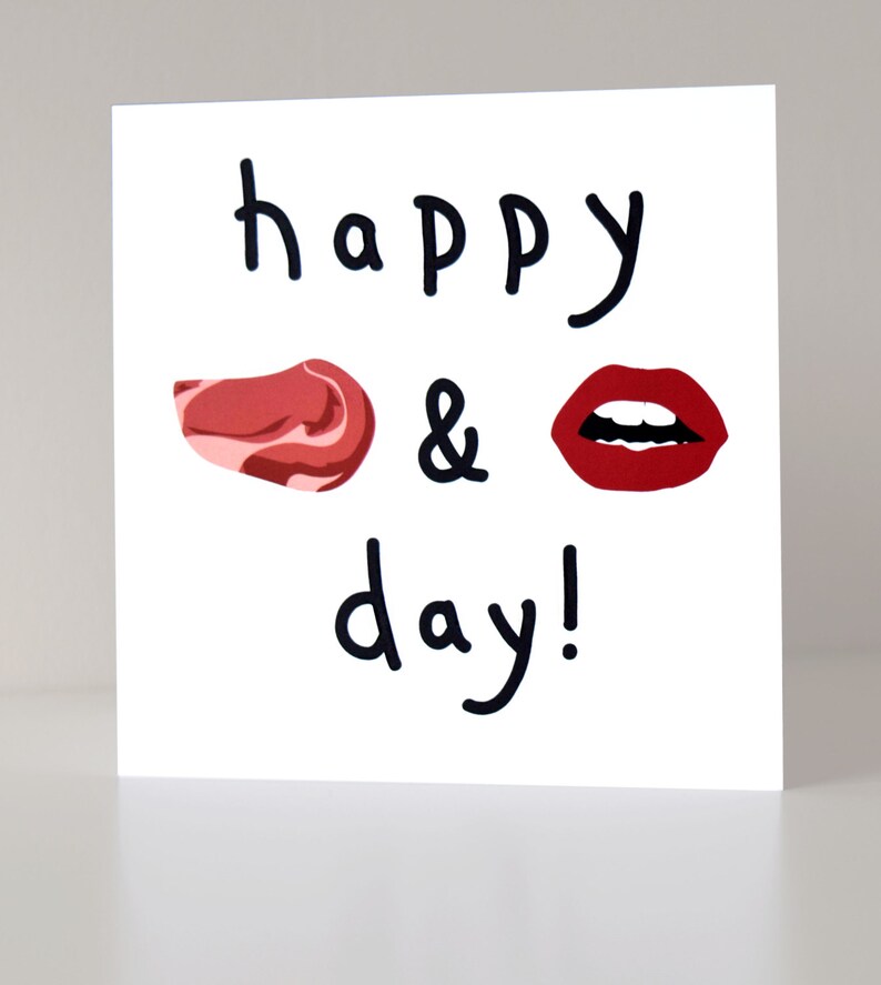 Naughty Steak & Blow Job Day Greeting Card image 1.