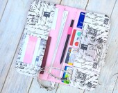 Travel wallet for women with Letter print and pink lining READY TO SHIP