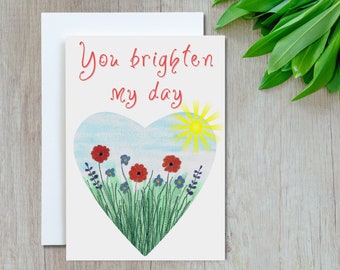 You Brighten My Day Card: Floral Sunshine A5 Card