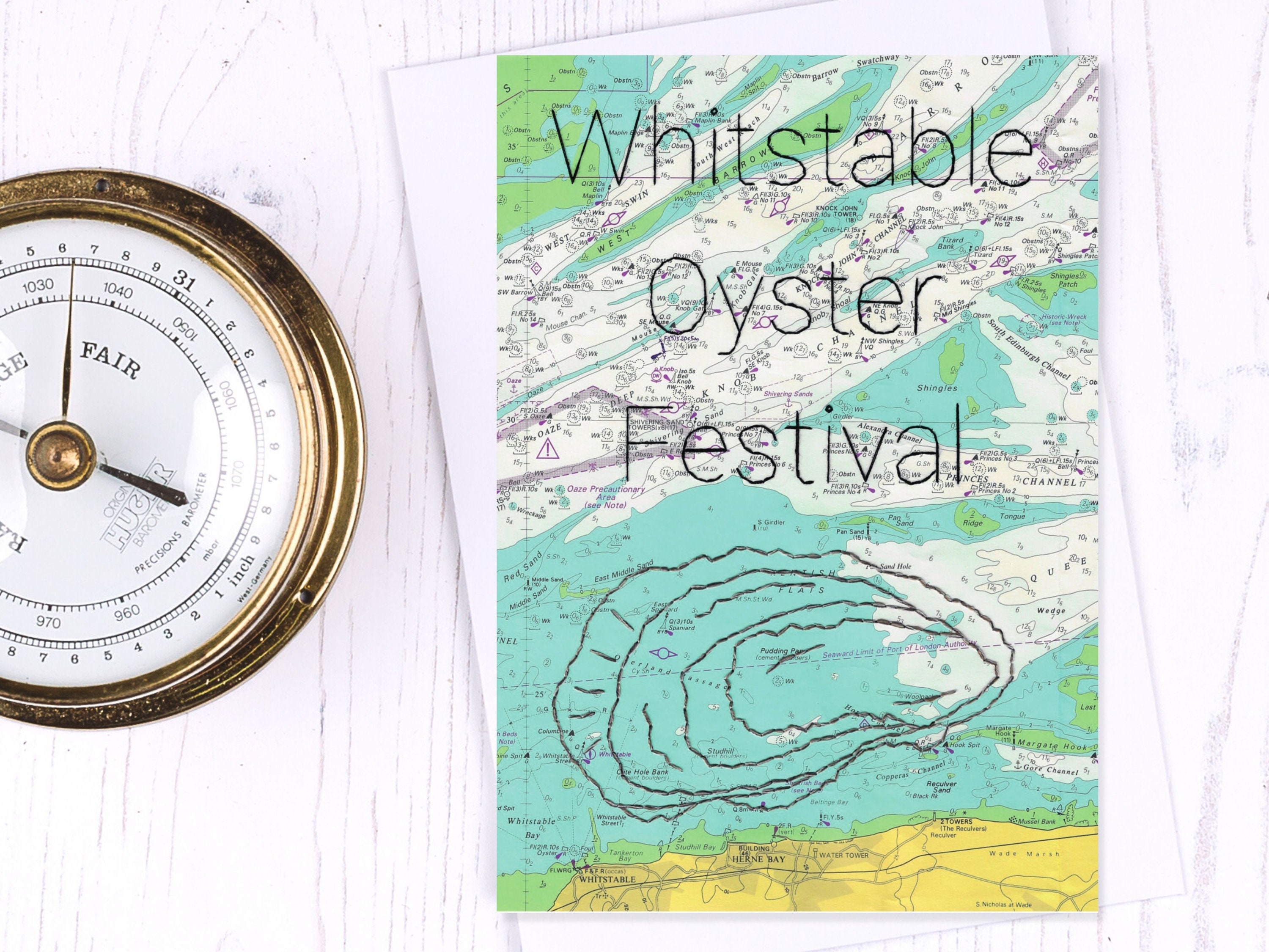 Whitstable Oyster Festival Card, Kent Map Card Etsy UK