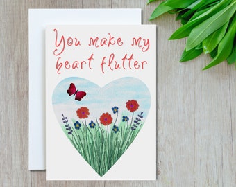 Butterfly Floral Love Card: Personalised A5 Greetings Card