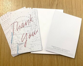 Pack of 6 'Thank you' postcards with envelopes