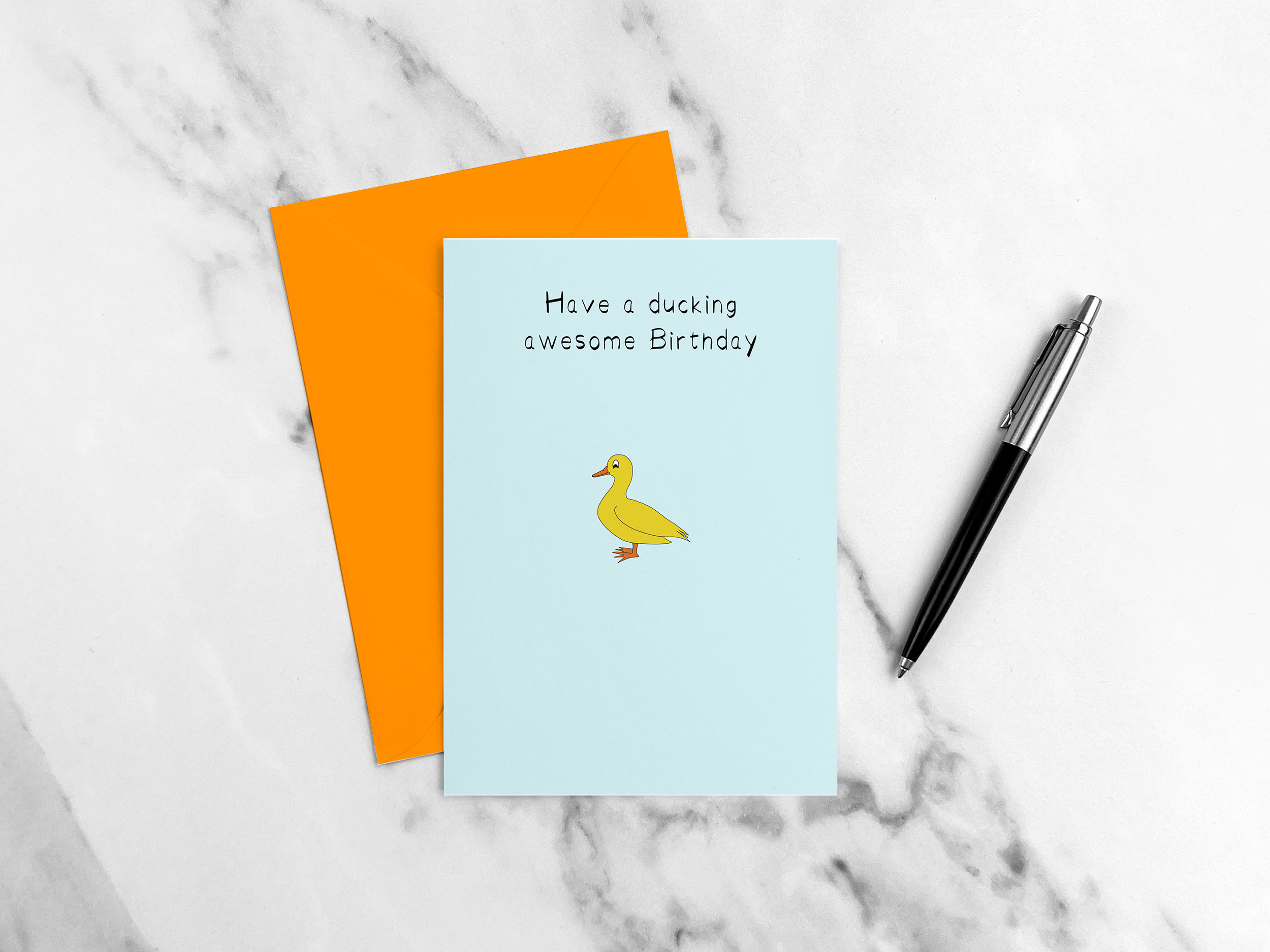 Have a ducking awesome birthday! Cheeky yellow duck Birthday card.