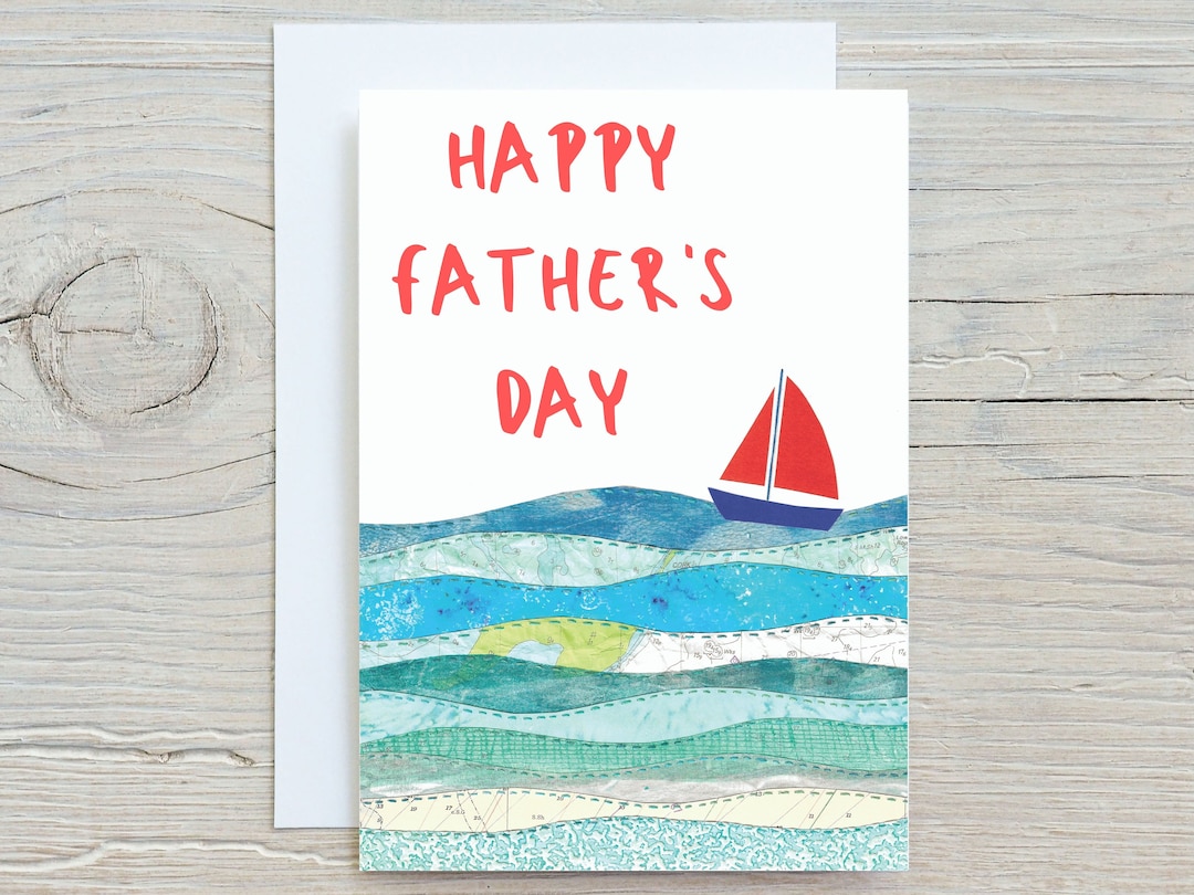Happy Father's Day Sailing Boat Card, Fathers Day Card, Dad Card
