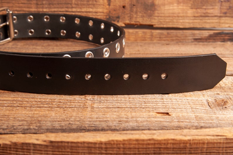 Leather eyelet Belt Full Grain Leather Belt Black Leather Belt,