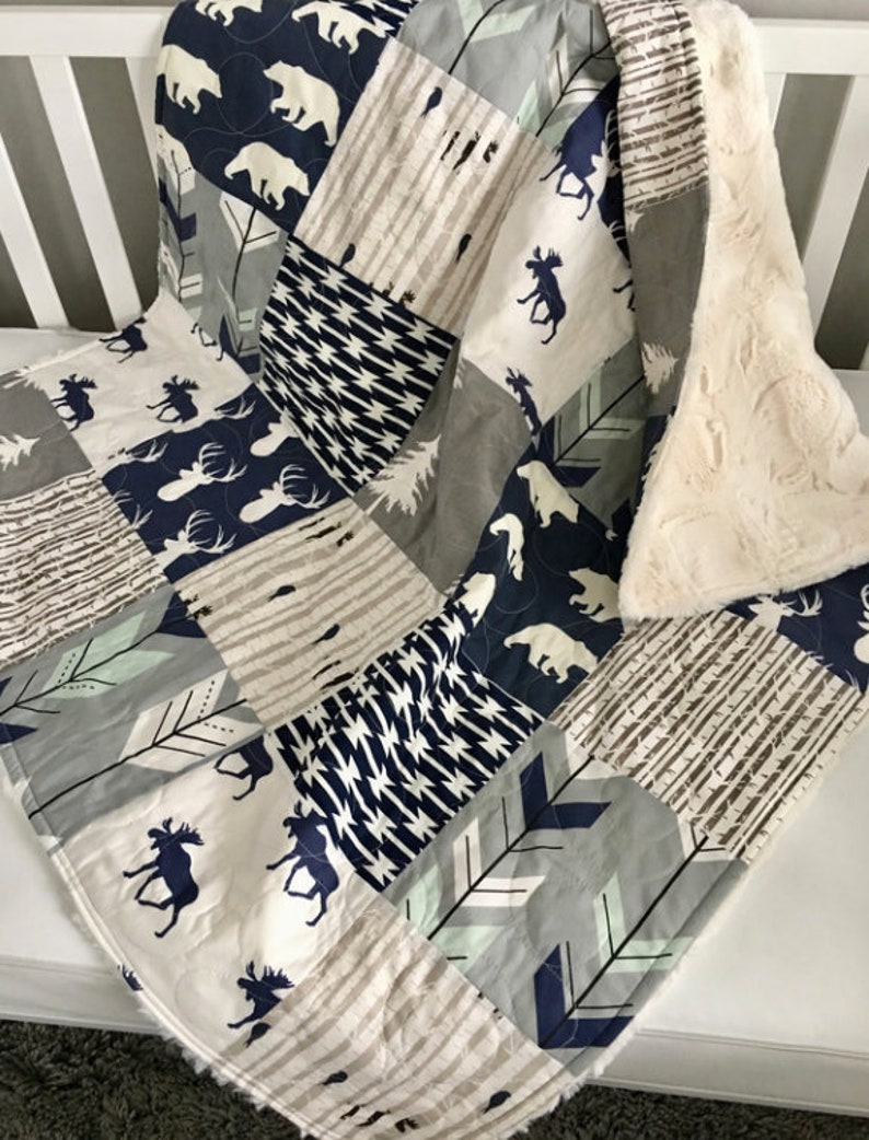 Moose Ridge Quilt Kit Boy Sewing Kit Pre Cut Quilt Kit Baby Etsy