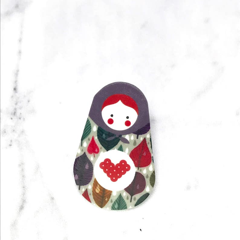 Illustration MATRYOSHKA PINS Jewellery Pin insignia shrink plastic