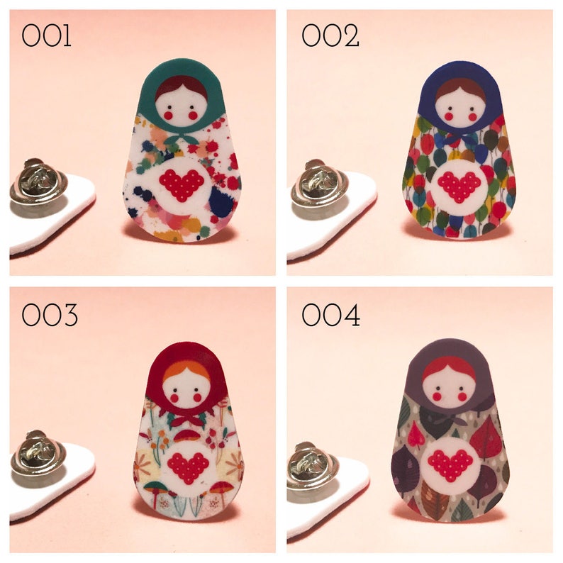 Illustration MATRYOSHKA PINS Jewellery Pin insignia shrink plastic