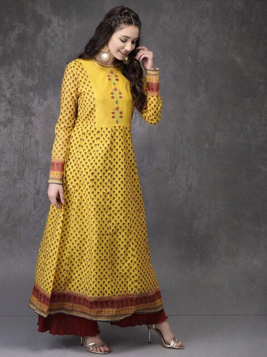 Ethnic Cotton Silk Blend Kurta / Embroidered/ Thread - Etsy