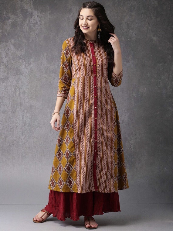 Long Bohemian Dress/ Long Ethnic Kurta/ Pure Cotton/ Fabric - Etsy