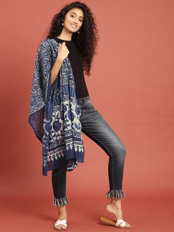 Women Indigo Hand Block Printed Sustainable Pure … - image 4