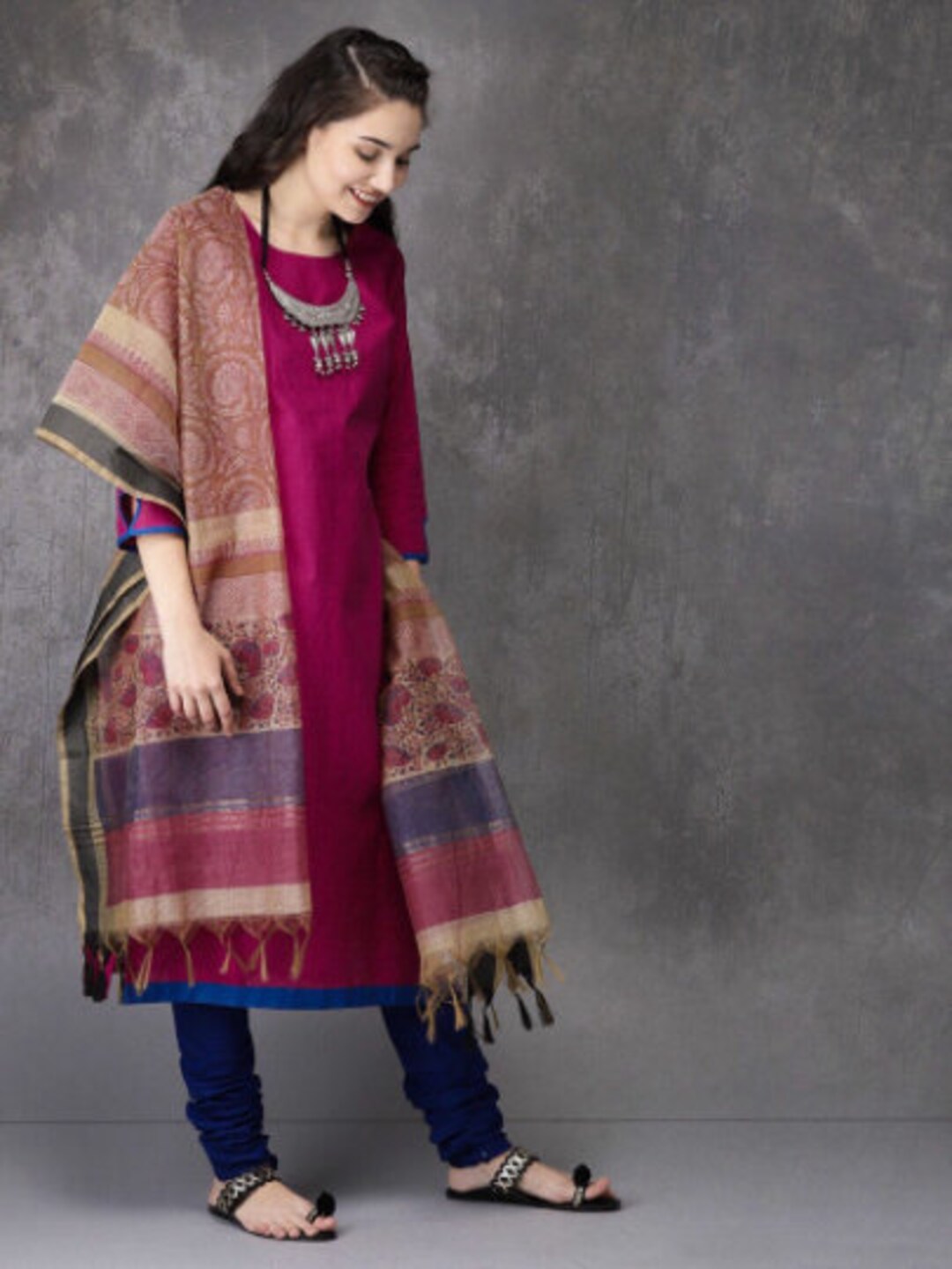 Handloom Cotton Silk Fabric Suit Set With Cotton Silk Zari Butti