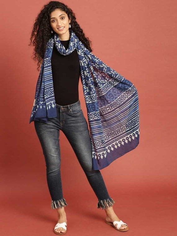 Women Indigo Hand Block Printed Sustainable Pure … - image 2