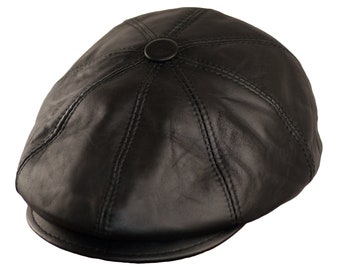 distressed leather newsboy cap
