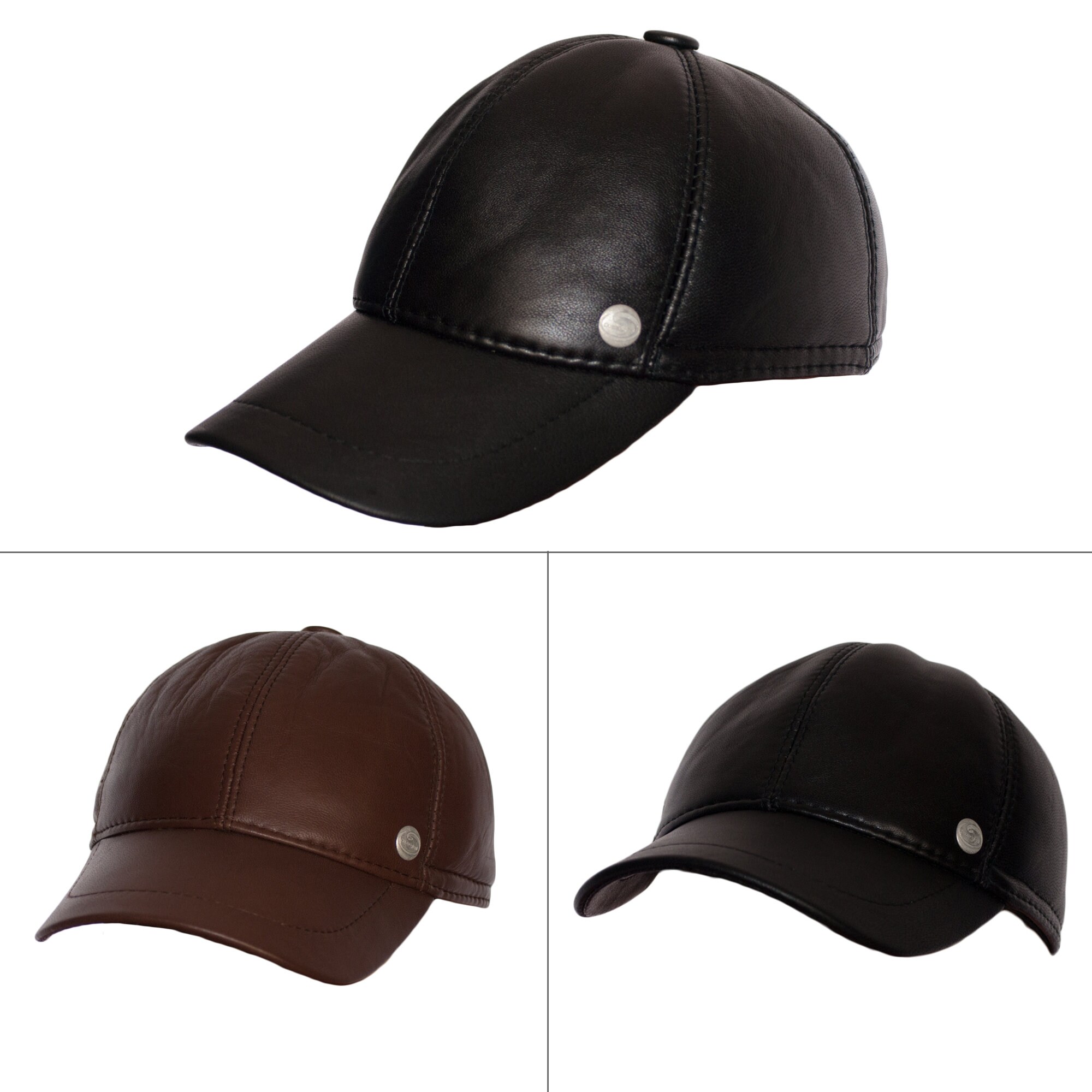 Fitted leather baseball cap