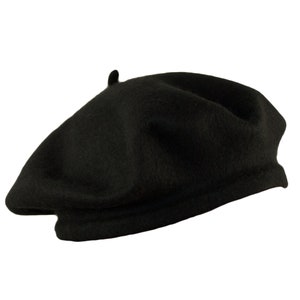 Womens Wool Hat Black 100% Wool Beret French Vintage Ladies Beanie Cap Unisex
