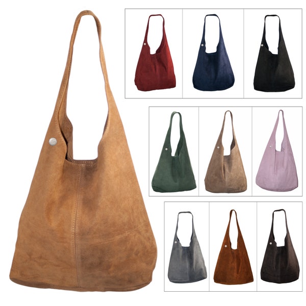 Leather bag handbag shopper Suede Hobo Bags Handbag Shoulder Bag Slouch Italian Leather Women 9 Colours