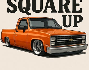 Square Body C10 Truck Digital Download | Retro Lowrider Chevy Wall Art | Classic Truck Printable | Square Up Garage Decor