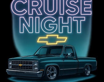 Chevy C10 PNG | Midnight Teal Neon Truck Grafik (Digitaler Download)