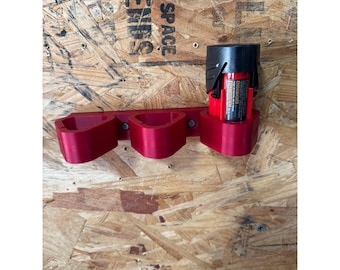 Milwaukee M12 Battery Holder | 3D Printed Triple Battery Wall Mount | Non-Locking M12 Storage | Garage Organizer
