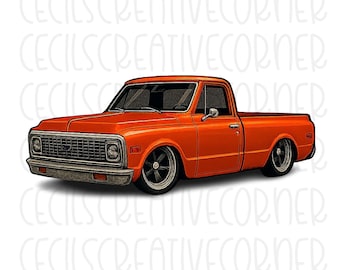 C10 Chevy Truck PNG - American Flag Garage Art (Digital Download)