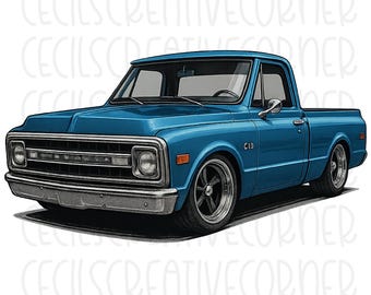 Vintage C10 Truck Wall Art | Classic Chevy Pickup Printable | Retro Car Digital Download