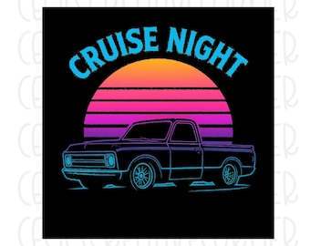 Retro Truck Clipart | Cruise Night, Neon Sunset (Digital Download)
