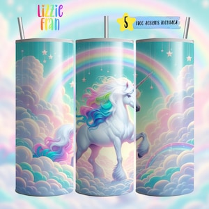 Magical Unicorn Fantasy Rainbow Clouds Star Seamless Tumbler Wrap 20 oz Skinny Tumbler Sublimation Design PNG DIGITAL Instant Download