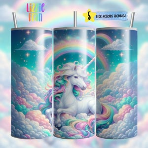 Magical Unicorn Rainbow Tumbler Design Dreamy Fantasy Seamless Tumbler Wrap 20 oz Skinny Tumbler Sublimation Design PNG Digital Download