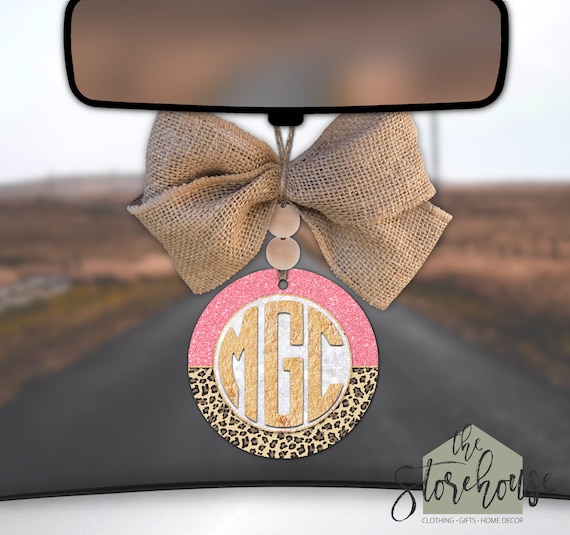 Car Mirror Charm Car Mirror Monogram Monogram for Car Beaded