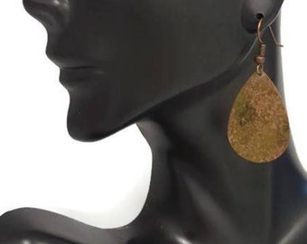 Green Patina and Copper Earrings