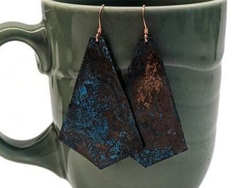 Blue Turquoise Patina Statement earrings