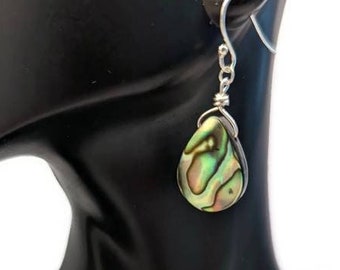 Green Abalone Shell Earrings, Paula Shell Earrings, Gift Under 30