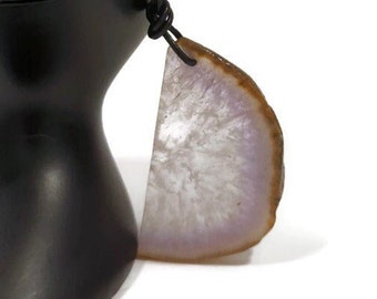 Large Half Moon Amethyst Pendant