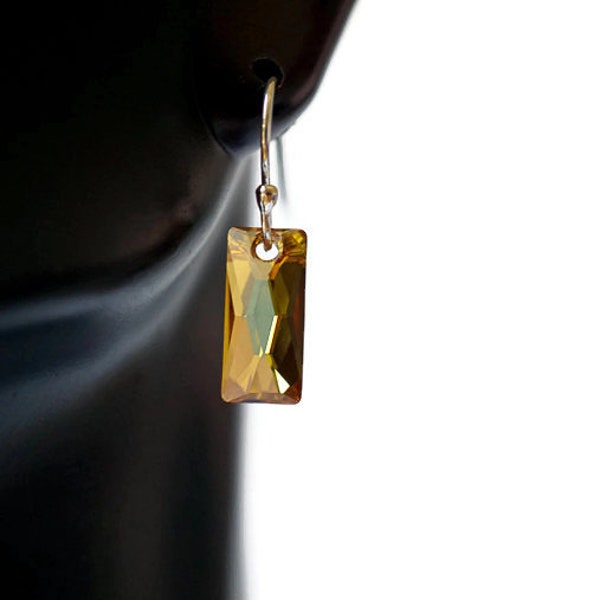 Sierlijke gele Crystal Oorbellen, zilveren oorbellen, gouden Crystal Oorbellen, Topaz Crystal Earrings, Citrine Gele oorbellen