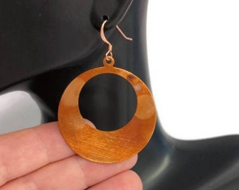 Flame Painted Copper Hoop Earrings