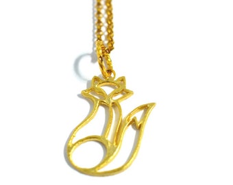 Gold Fox Necklace - 14 Karat Gold - Fox Jewelry
