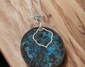 Blue Patina Copper Statement Necklace with Sterling Silver