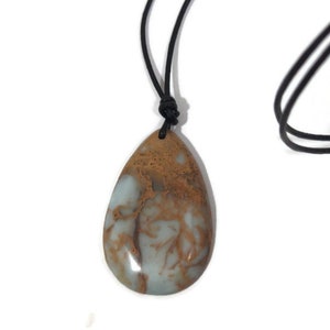 Ocean Jasper Necklace Blue Jasper Pendant on Leather Necklace image 6