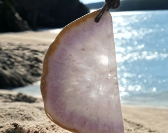 Large Half Moon Amethyst Pendant