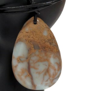 Ocean Jasper Necklace Blue Jasper Pendant on Leather Necklace image 4