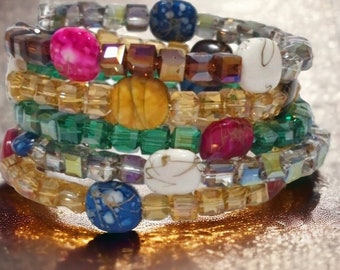 Rainbow Crystal Wrap Bracelet