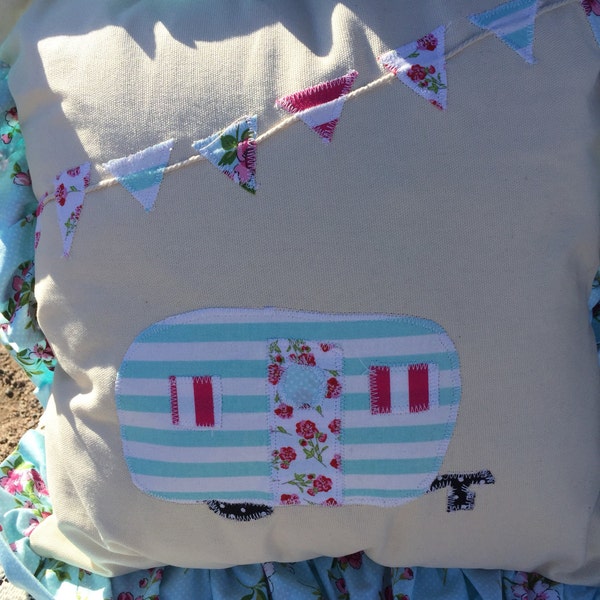 Ruffled Happy Camper Pillow