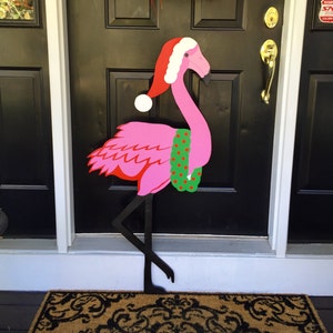 Christmas Flamingo Outdoor Wood Lawn Decoration