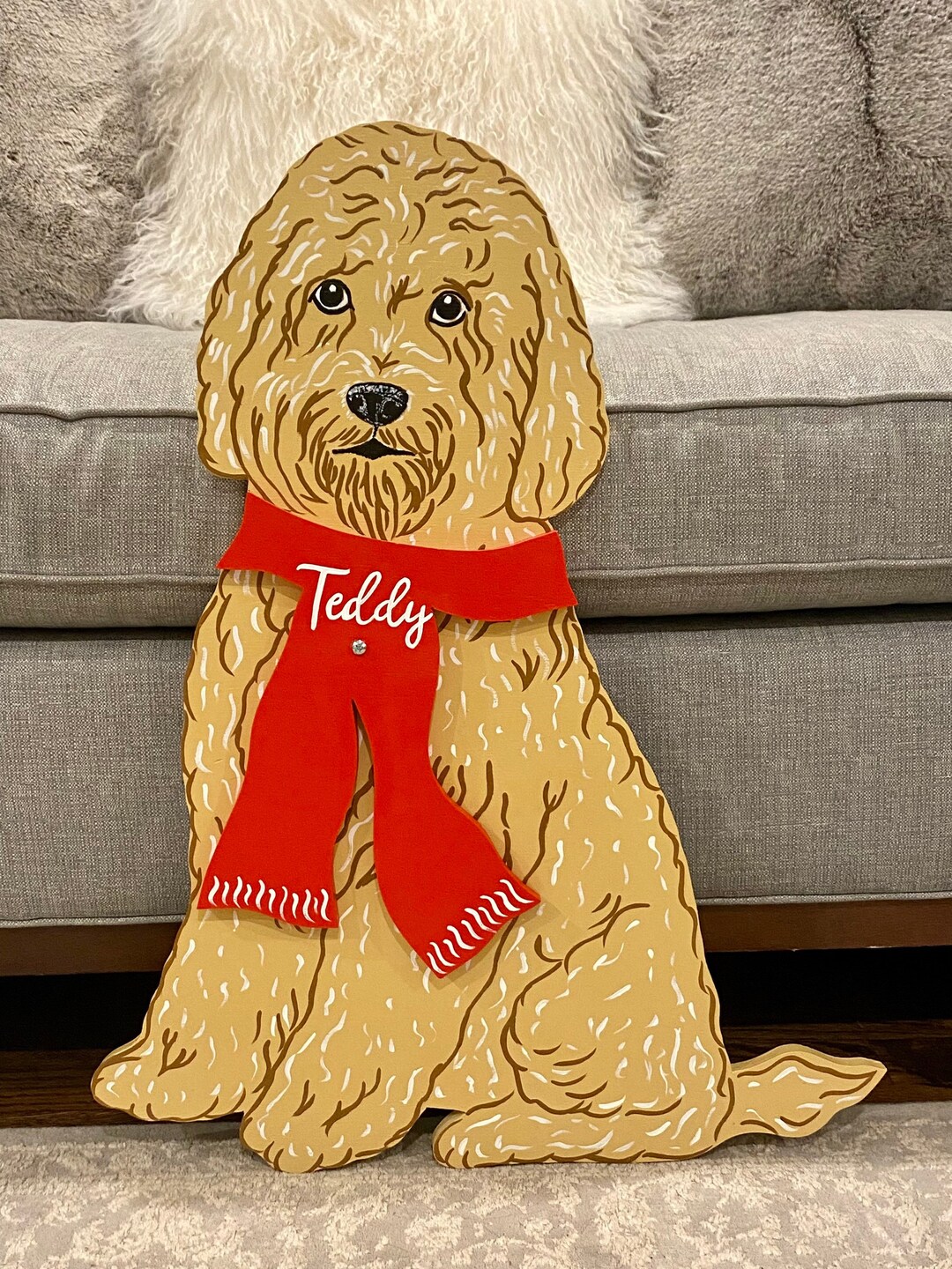 Christmas Goldendoodle Outdoor Wood Lawn Decoration Etsy
