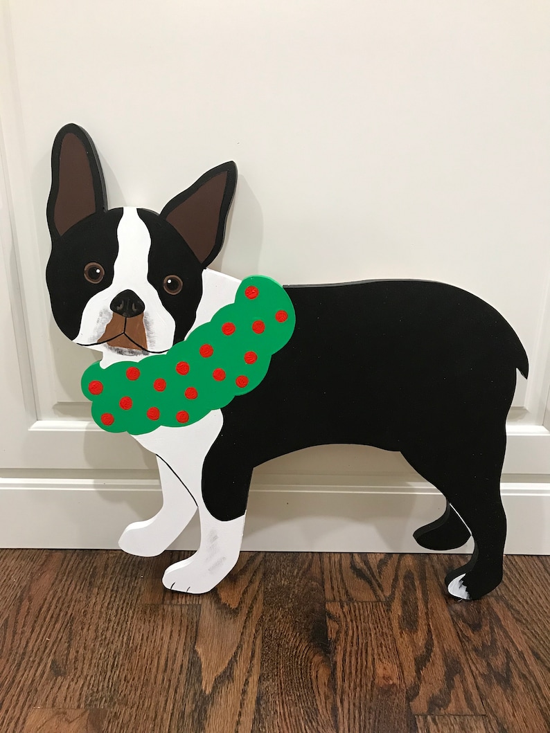 Boston Terrier Christmas Outdoor Wood Lawn Decoration Etsy