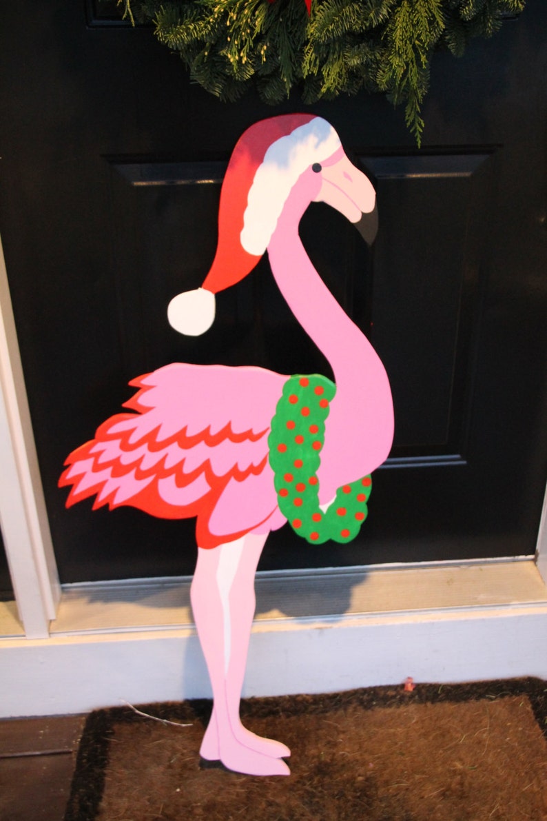 Christmas Flamingo Outdoor Lawn Decoration | Etsy