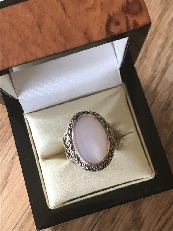 Gorgeous antique style statement ring silver stam… - image 6