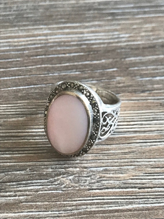 Gorgeous antique style statement ring silver stam… - image 9