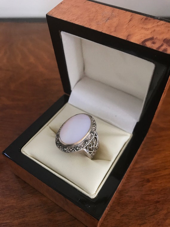 Gorgeous antique style statement ring silver stam… - image 1